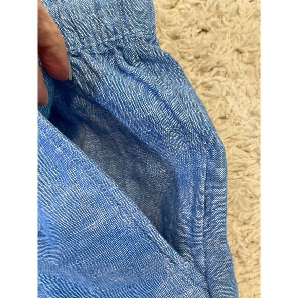 Tahari Womens Shorts Size 2X 100% Linen Blue Chambray Pull On Drawstring Pockets - Picture 7 of 8